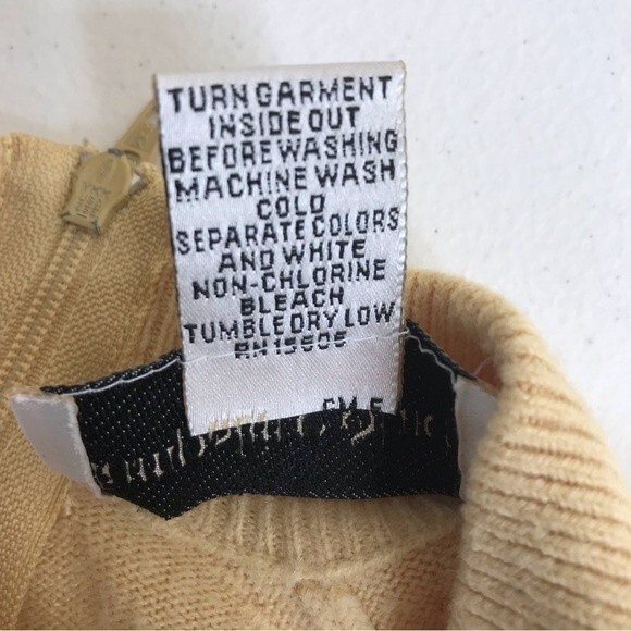 Vintage Hampshire Studio Mock Turtleneck Zip Back Sweater Yellow Gold Women PM - Picture 6 of 11